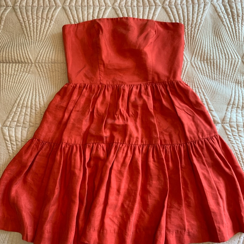 Lavender Brown - Rust Red strapless dress - medium